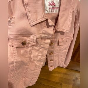 Justice‎ peach distressed denim jacket